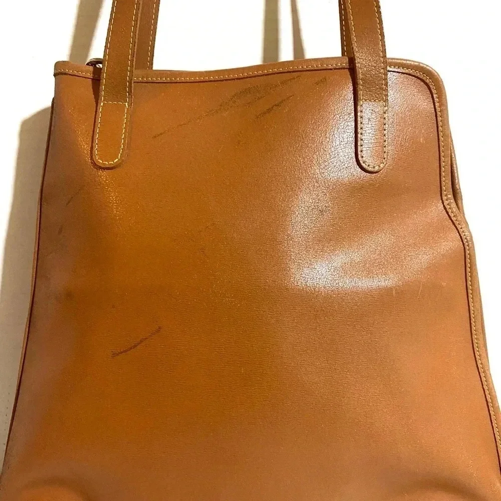 Longchamp brown leather shoulder handbag